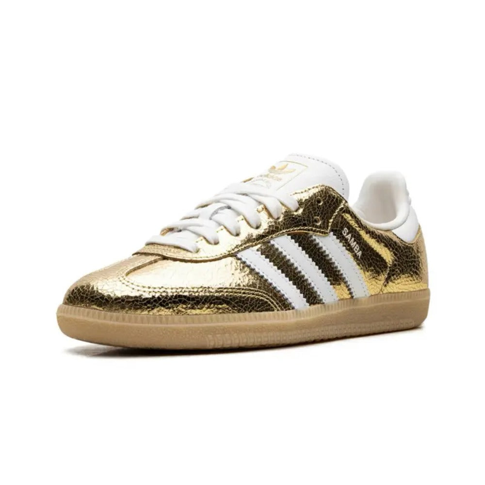 KI5719-Samba OG Gold Metallic Cracked Leather Women's