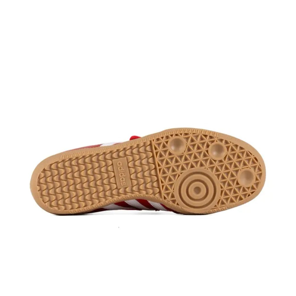 JQ6446-Samba Jane Scarlet Stripes Leather Upper Gum Sole Shoes