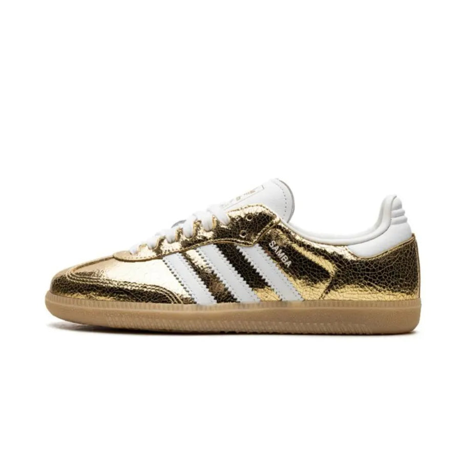KI5719-Samba OG Gold Metallic Cracked Leather Women's