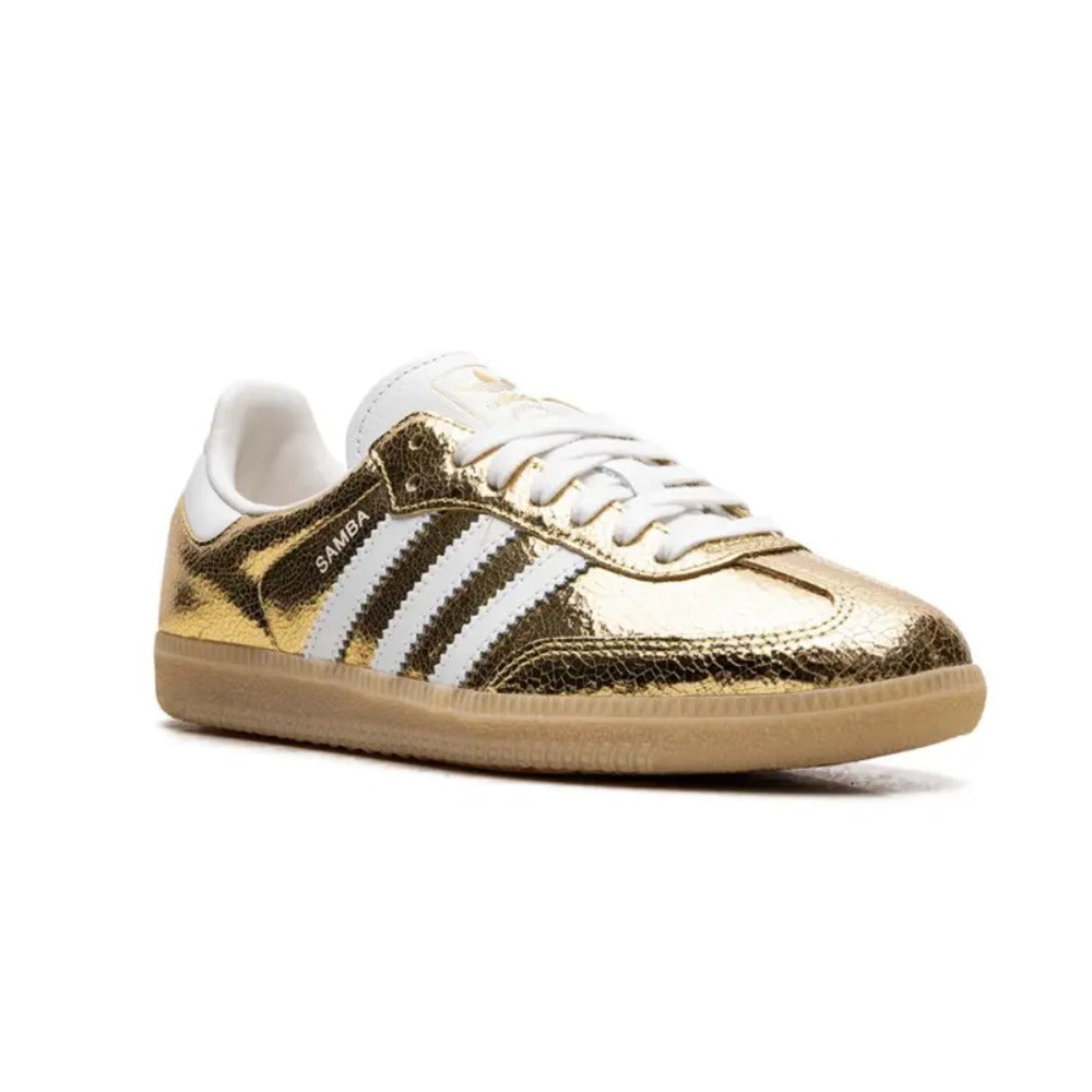 KI5719-Samba OG Gold Metallic Cracked Leather Women's